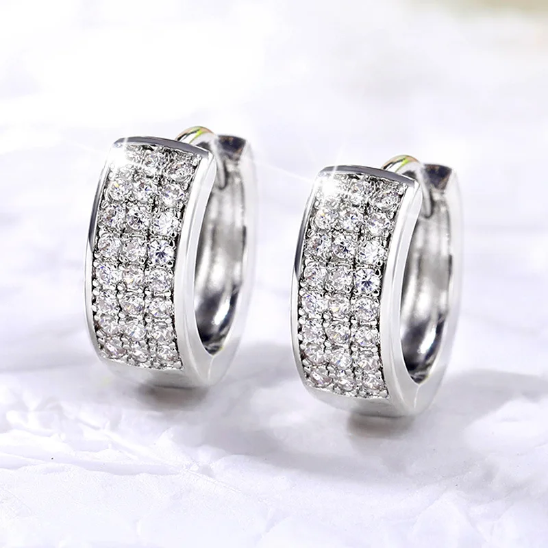 

Luxury Round Hoop Earrings Women Geometric Cubic Zirconia Versatile Earring Brilliant Female Wedding Engagement Jewelry