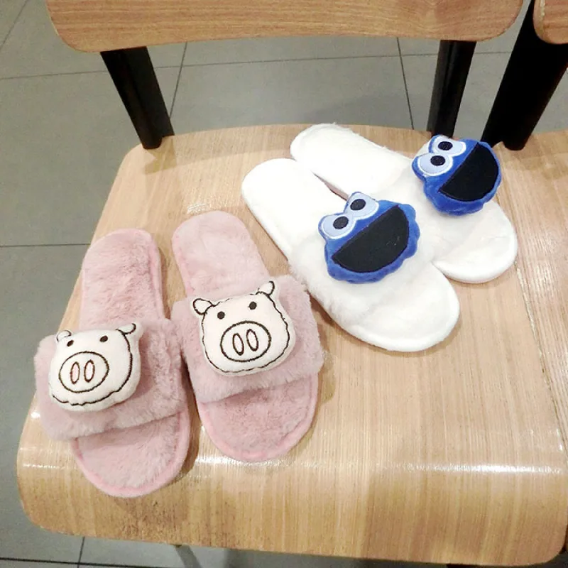 

Women Shoes for Women 2020 Ladies Fur Fluffy Flip Flops Cotton Slippers House Winter Shoes Warm Boots Indoor Sandalias Sandal