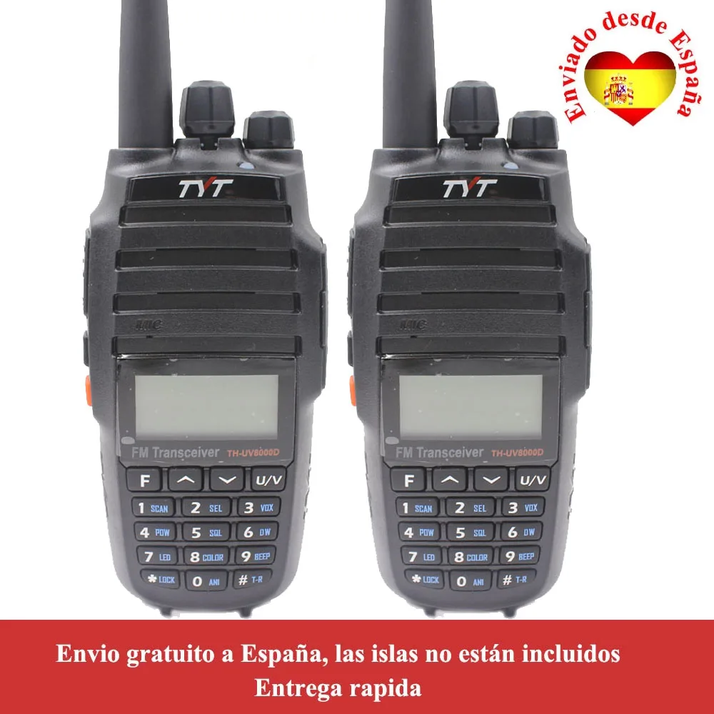 2PCS/Lot TYT TH-UV8000D 10W Dual band VHF UHF Radio with 3600mAh Battery Walkie Talkie UV8000D Two Way Radio