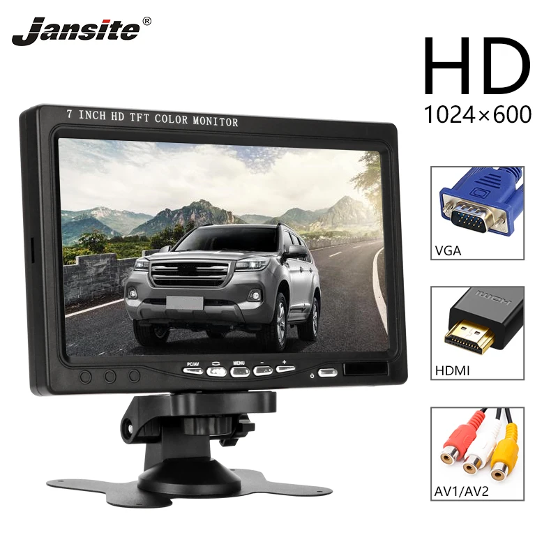 Jansite 7 inch LCD HD Car Monitor Rear View Camera HDMI/VGA/AV/ 2 Channel Video Input Security DVD player Waterproof | Автомобили и