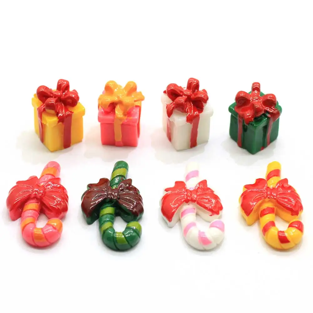

50/100pcsNew Arrive Christmas Tree Santa Claus Snowmen Gift Box Terrarium Accessories Fairy Garden Figurines Cartoon Doll Orname