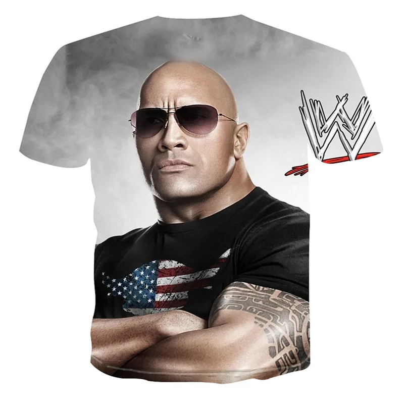 

Star Dashi Johnson 3D full-body printing men's T-shirt breathable loose round neck pullover T-shirt