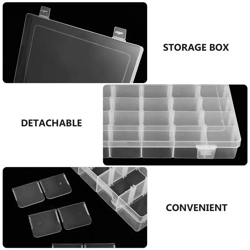 

2pcs 36 Grids Plastic Organizer Box Jewelry Organizer Fake Nail Storage Box