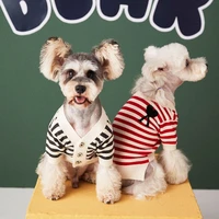 fashion love heart brand stripe knitwear dog sweater soft thickening dog cat warm coat apparel winter knitwear pet clothes