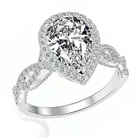 fashion ladies heart shaped full diamond female ring inlaid with water drop zircon trend korean girl ring factory direct sales