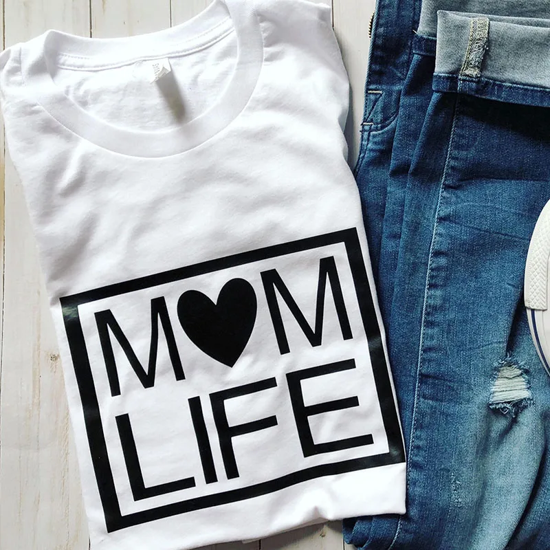 Футболка женская с надписью Mom Life Is The Best Повседневный хлопковый топ коротким