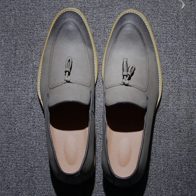 Мужская прогулочная обувь из искусственной кожи броги Лоферы без шнуровки в