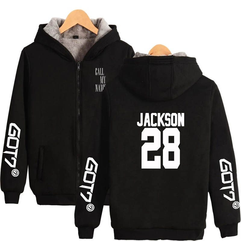 

JACKSON 28 Got7 Kpop Hoodie Hoody Winter Men Women Zipper Hoodies Jackets Long Sleeve Unisex Hooded Sweatshirts White Black Tops