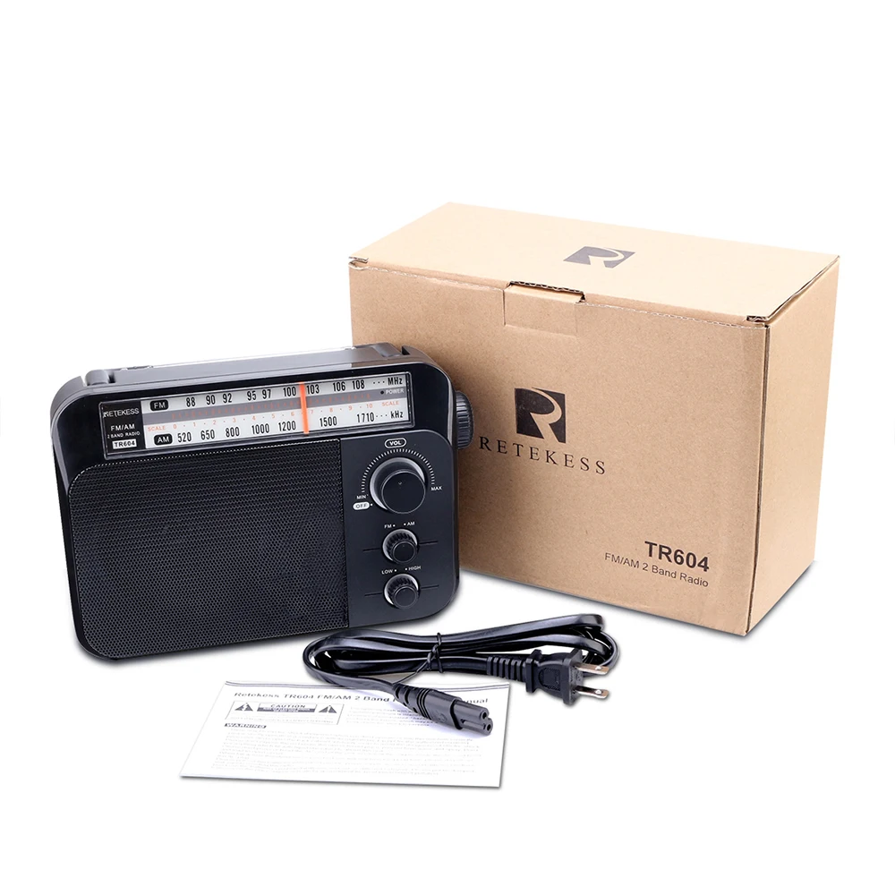 Портативный радиоприемник Retekess TR604 два диапазона AM/FM светодиодный индикатор на