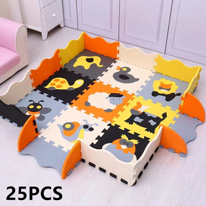 

25Pcs Kids Toys EVA Children's mat Foam Carpets Soft Floor Mat Puzzle Baby Play Mat Floor Developing Crawling Rugs With Fence