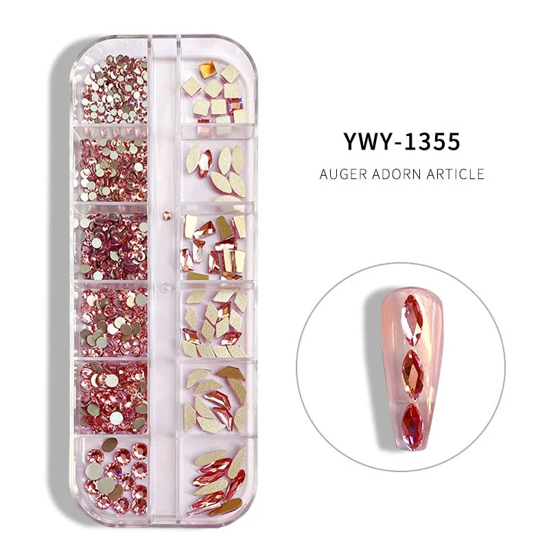 

Украшение Meijia стразы s 1 коробка смешанные Ab стекло, кристалл, алмаз Grid 12 фигур и бриллианты Стразы с плоским основанием