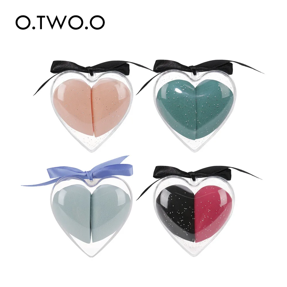 

O.TWO.O 2pcs/set Cosmetic Puff Powder Puff Smooth Women's Makeup Foundation Sponge Make Up Tools Accessories Heart-Shape Box