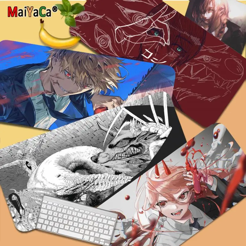 

MaiYaCa Chainsaw Man Cute Customized laptop Gaming mouse pad Size for large Edge Locking Speed Version Game Keyboard Pad