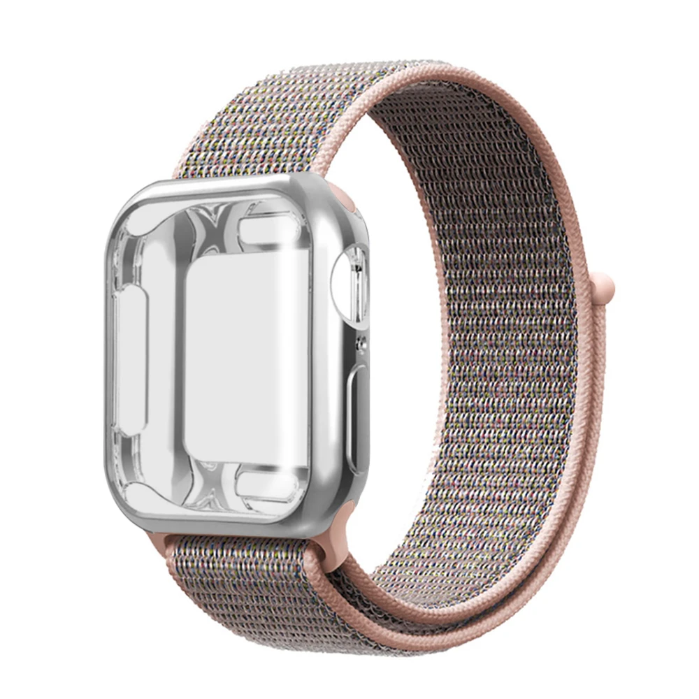 Нейлоновый ремешок+ чехол для Apple watch series 5/4/3/2/1, 42 мм, 38 мм, версия в едином положении во время занятий легкой атлетикой, ремешок для iwatch 40 мм 44 спортивный браслет