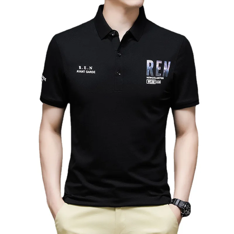 

Summer New Men's Short-Sleeved T-Shirt Men's Trendy Brand Business Printing POLO Shirt