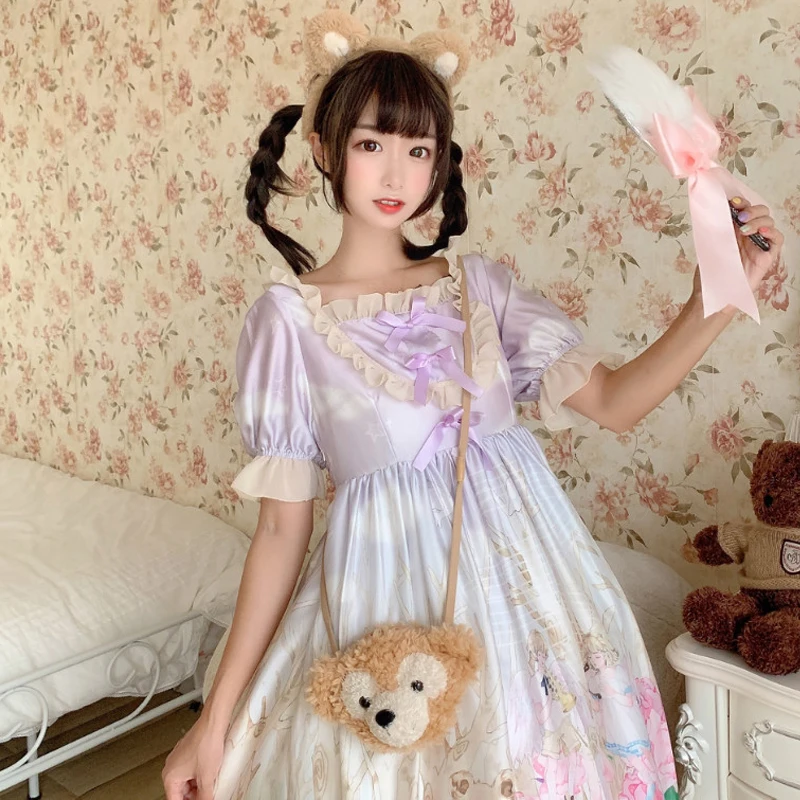 Милая одежда в стиле &quotЛолита&quot с пышными рукавами кавайное летнее винтажное