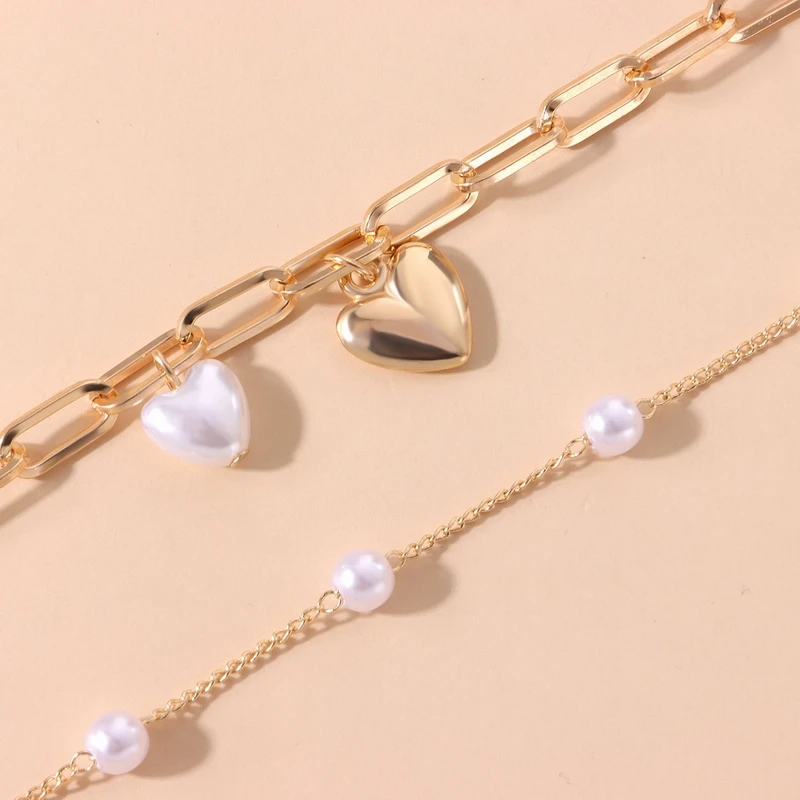 

Boho Punk Hip Hop Simulated Pearl Bracelets Bangles for Women Charms Multi Layered Chain Bracelets Vintage Fashion Jewelry Gift