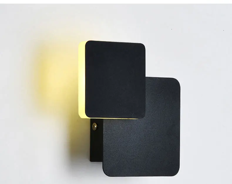 Настенные светильники для спальни гостиной квадратный белый черный корпус AC90-260V Крытый светодиодный настенный светильник вращающийся покрытый металлом 5 Вт/16 Вт бра