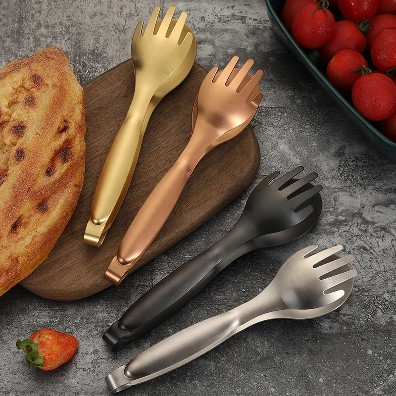 

Stainless Steel BBQ Food Tongs Kitchen Bread Steak Frying Spatula Buffet Cooking Tools Meat Salad Serving Clamp Drain Oil Shovel