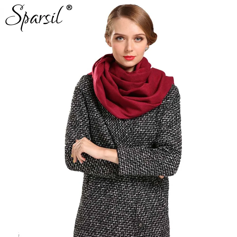 Sparsil Женский Осенний кашемировый длинный шарф с кисточками Модный женский зимний