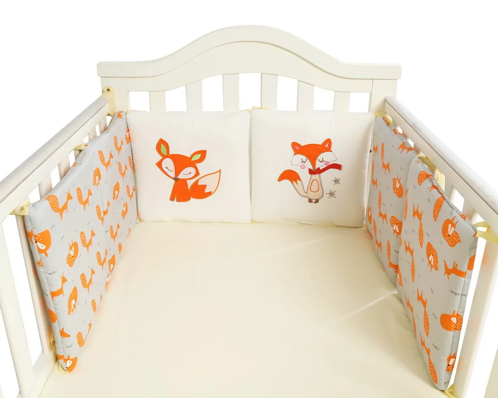 

Nordic Baby Bed Bumpers Newborns Thicken Fox Crib Protector Cotton Infant Cot Around Anti-collision Cushion Boy Girl Room Decor