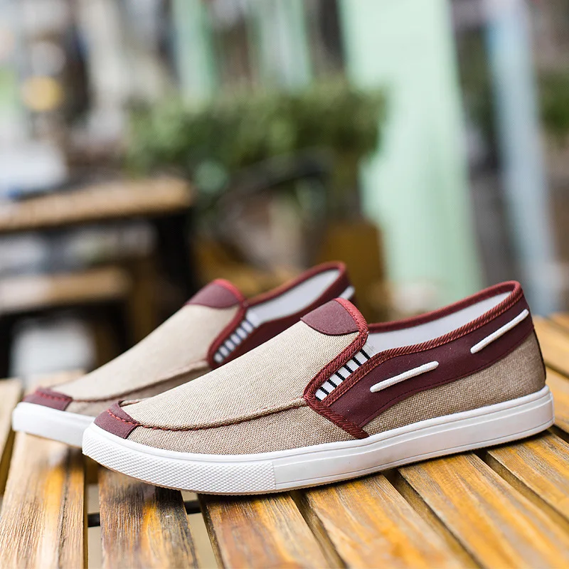 Мужская обувь Обувь для взрослых Дышащая парусиновая Мужские кроссовки вождения