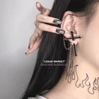 Серьги-подвески женские, в готическом стиле, черные, с металлическими кисточками и крестом