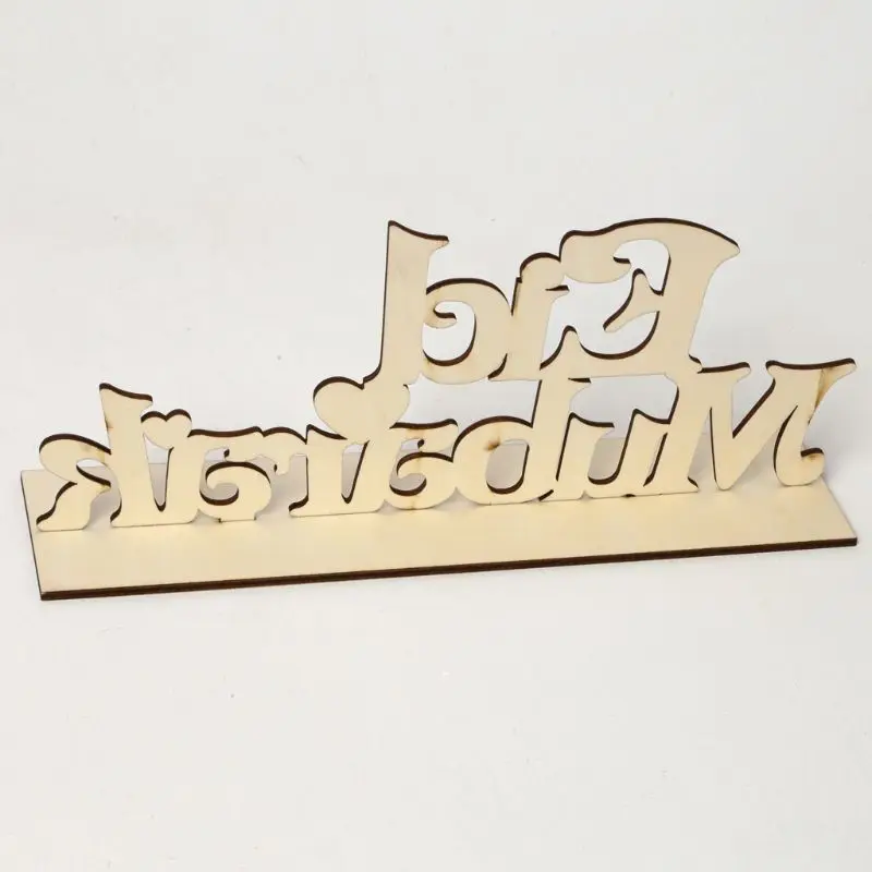 

Eid Mubarak Wooden Ornament Home Decor Muslim DIY Letters Natural Wood Indoor Art Crafts Room Desk Decoration Gifts Festival