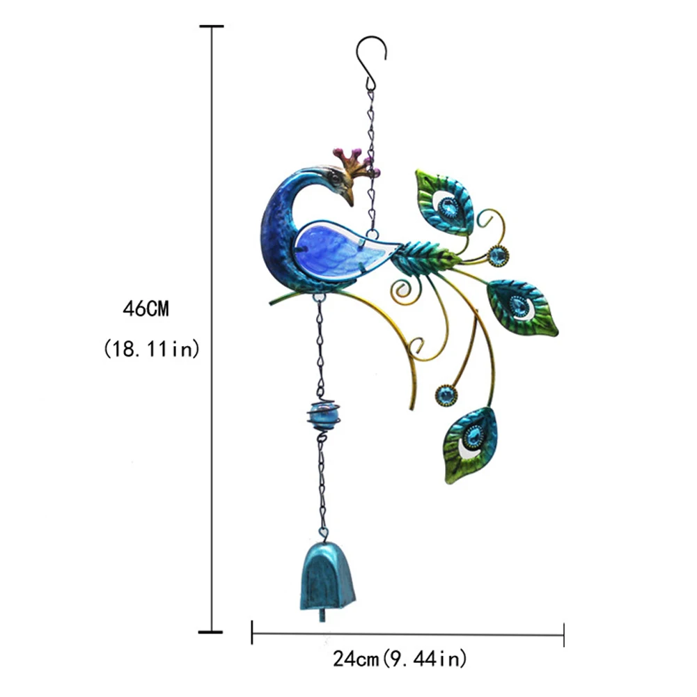 

Wind Chime Metal Peacock Shaped Colored Drawing Balcony Hanging Bell Ornament for Garden Indoor Outdoor Garden Decor Decoration