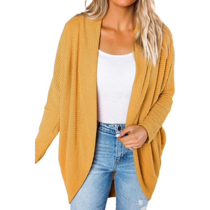 

Women Loose Casual Long Sleeve Pure Color Plus Size V Neck Coat Autumn Cardigan