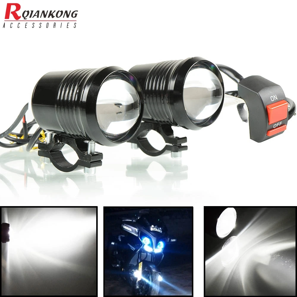 Пара 30W Мотоцикл U2LED Вождение Фара Туман лампы пятно света для BMW Yamaha Honda Kawasaki Suzuki
