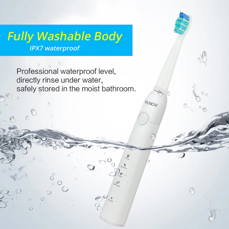 Electric Toothbrush Sonic Adult Timer Brush 5 Mode USB Charger Rechargeable Tooth Brushes and Replacement Heads Waterproof Gift