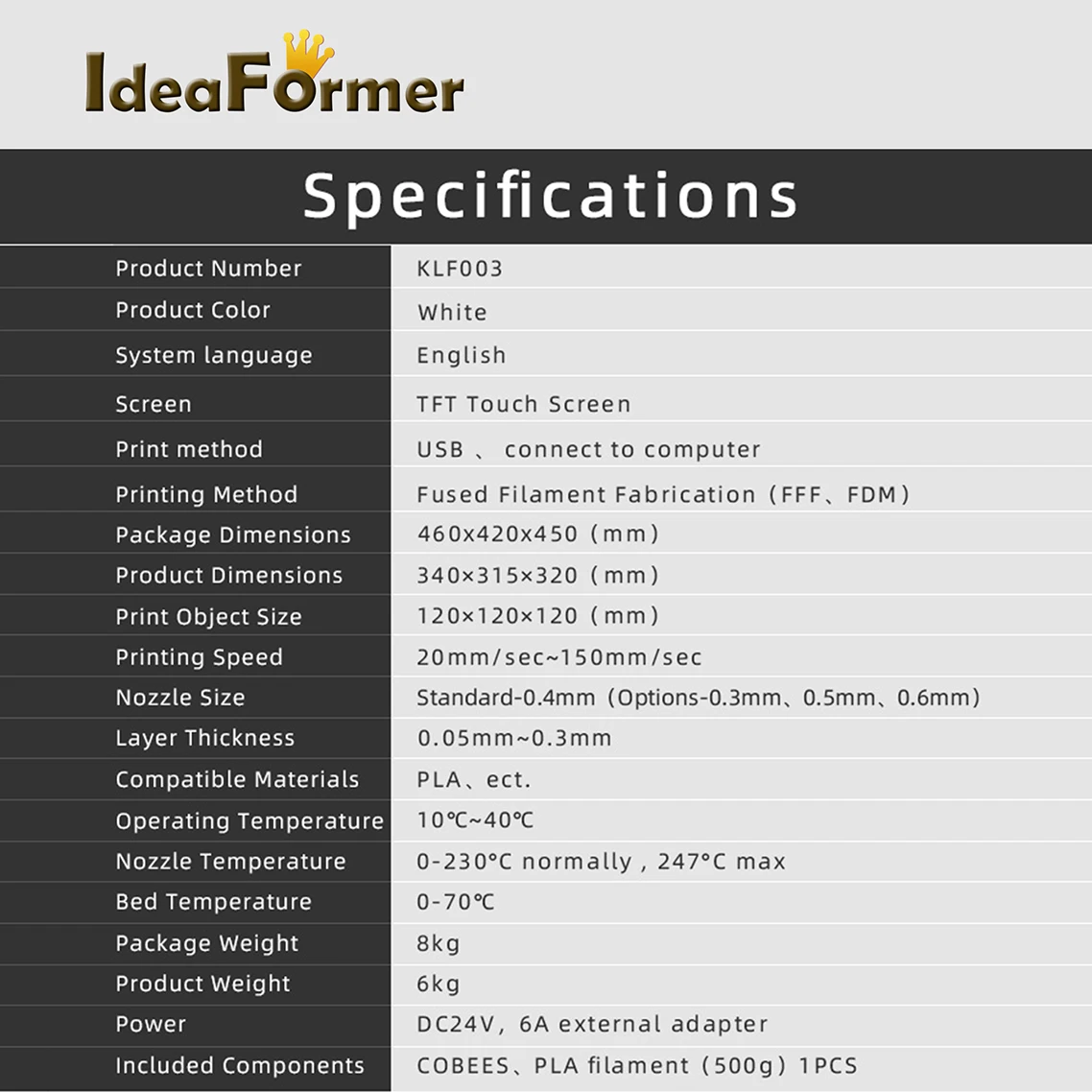 Ideaformer 3D-принтер Cobees 100% собранный TMC2208 бесшумный драйвер высокая точность