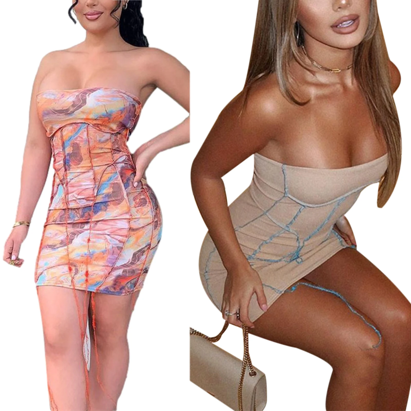 Женская модель вырез лодочкой без рукавов с открытыми плечами и кисточками