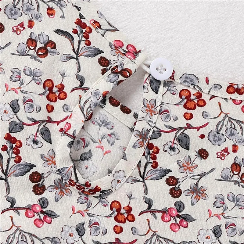 

Baby Girl Clothes Flower Printed Romper Set Fly Sleeve Bodysuit For Newborns