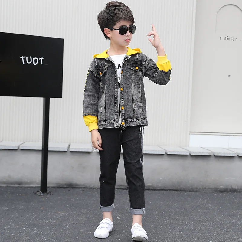 

Boys' Autumn suit 2021 new super foreign style children's wear spring and autumn boys' two piece jeans