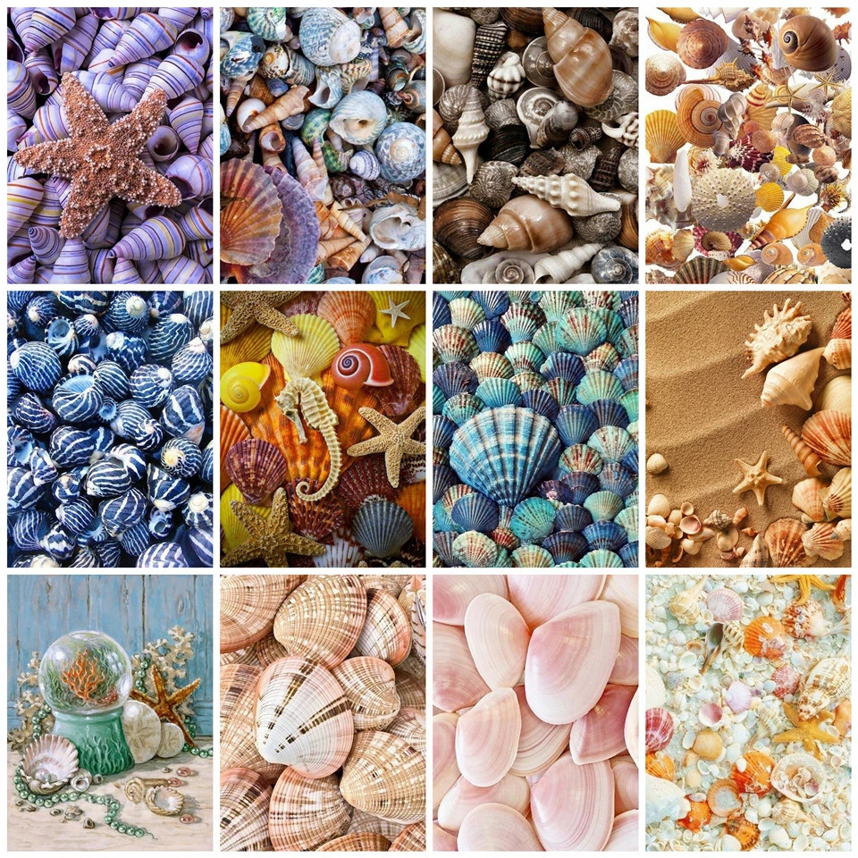 

Full Round Square Drill Diamond Painting Landscape Shell Diamond Embroidery Cross Stitch Mosaic Home Decor Diy 5D Handicraft