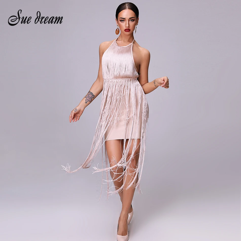 2021 Новое Бандажное платье сексуальное длинное с кисточками для дайвинга