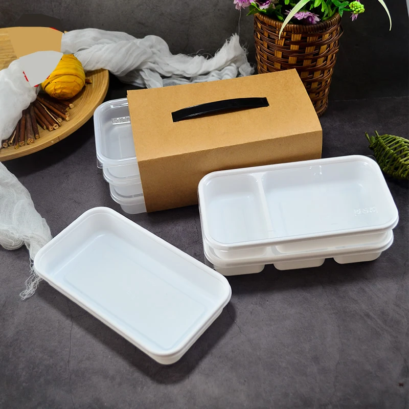 50 упаковок одноразовые контейнеры для пищевых продуктов черно белые пластиковые