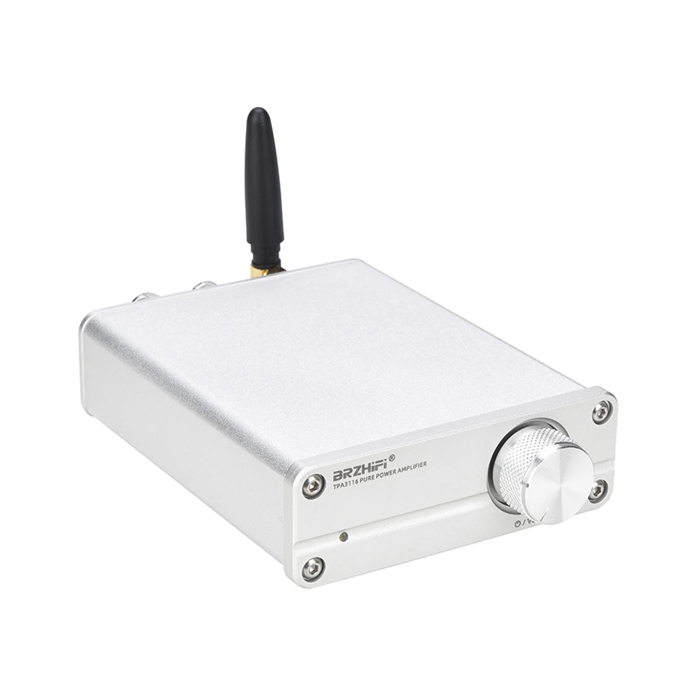 Silver BRZHIFI мини TPA3116 Цифровой Bluetooth 5,0 усилители HiFi 100 Вт высокой мощности 2,0 канальный стерео усилитель для домашнего кинотеатра DIY - Цвет: Silver