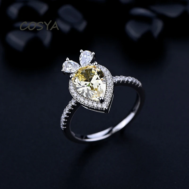 

COSYA 100% Серебро 925 Пробы 7*10 мм розовый желтый Высокоуглеродистый бриллиант бриллианты для женщин сверкающие Свадебные ювелирные изделия под...