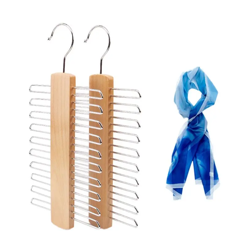 

Wooden 20 Bar Tie Rack Hanger - Scarf, Belt, Accessory Organiser