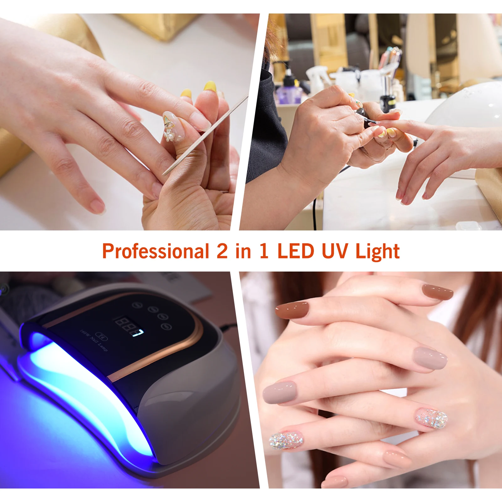 160W UV LED Nail Lamp Gel Dryer with Smart Sensor 4 Timers Setting LCD Screen for Curing Fingernails Toenails Art Tool | Красота и