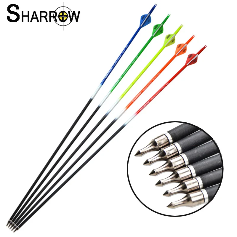 Стрельба из лука смешанного карбона 6 шт. целевая точка стрелы с резиновым пером