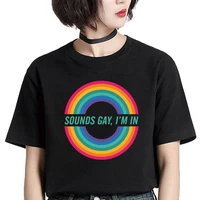 lgbt lesbian rainbow circle gay t shirt sounds gay im in funny inscription short sleeve tops unisex women men clothing
