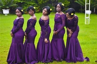new bridesmaid dresses long sleeves lace appliques african mermaid wedding guest wear party dress plus size maid of honor gowns