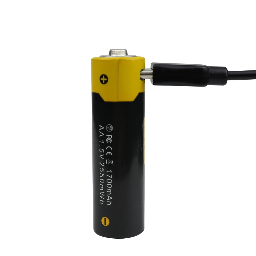 GTF 1.5V 1700mAh AA Li-ion Battery 2550mwh real capacity with USB Rechargeable Lithium Ion use Type-C cable | Электроника