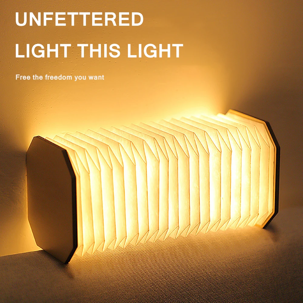 

Portable Retro Lamp USB Charging Wooden Led Lamp 360 Degree Folding Organ Lamp For Bedroom Dorm Study