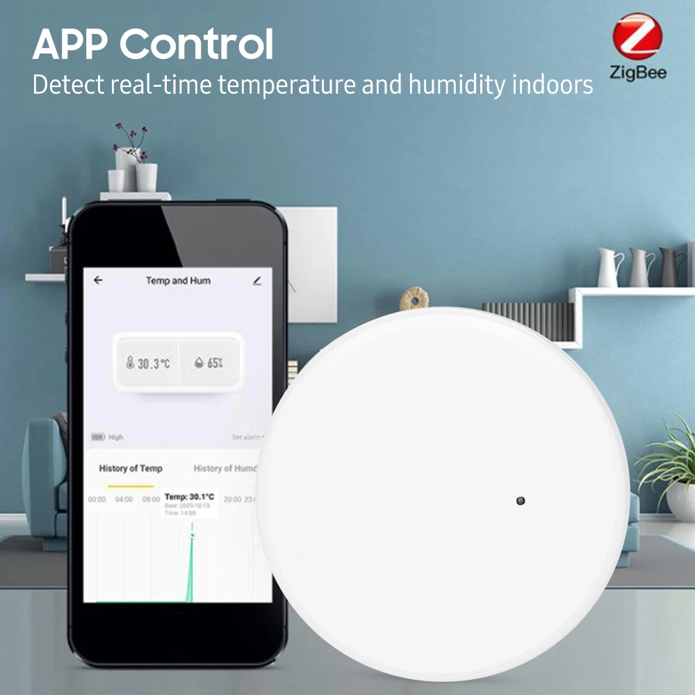 

Датчик температуры и влажности ZigBee, умный беспроводной гигрометр с приложением для контроля температуры и влажности в помещении