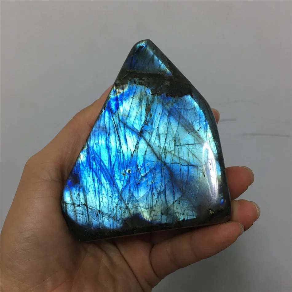 

0.3-1.5kg Natural Crystal Labradorite Worry Stone with Blue or Yellow Flash Moonstone Quartz Gemstone Healing Home Decoration